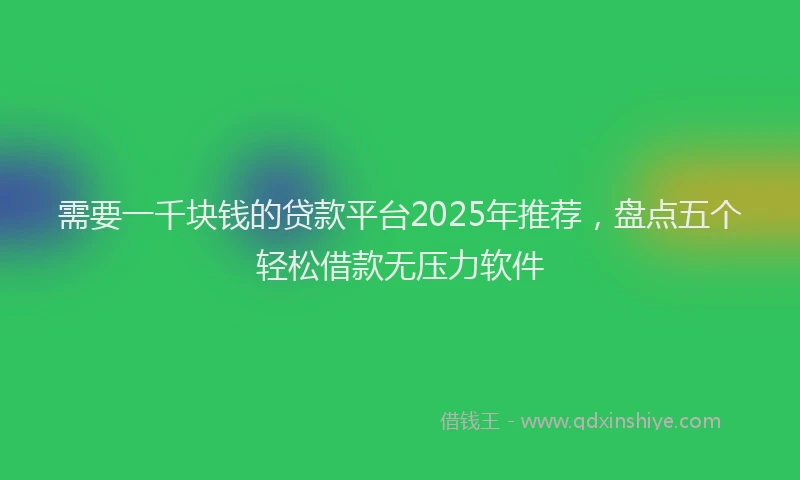 需要一千块钱的贷款平台2025年推荐，盘点五个轻松借款无压力软件