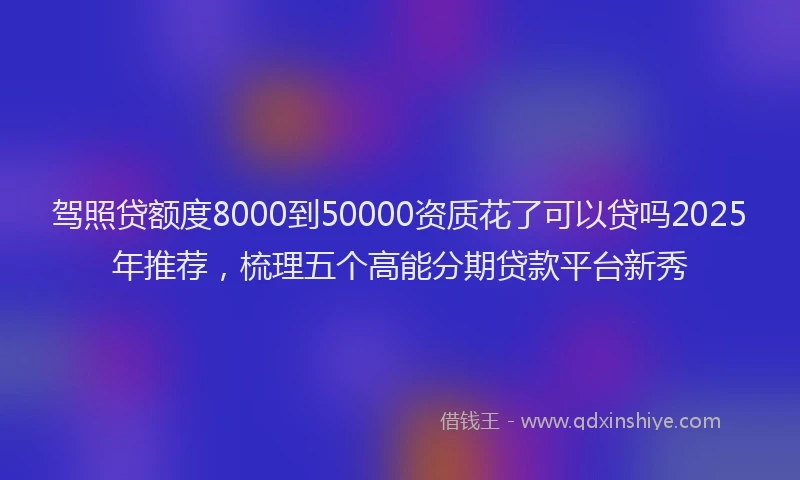 驾照贷额度8000到50000资质花了可以贷吗2025年推荐，梳理五个高能分期贷款平台新秀