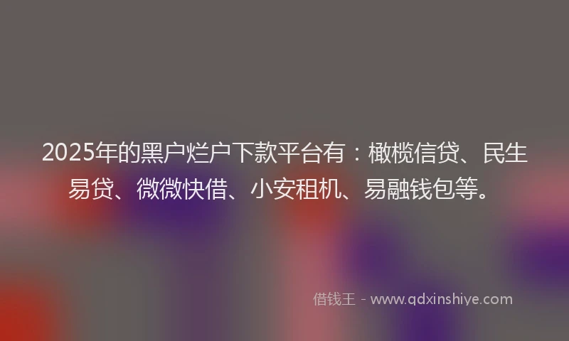 2025年的黑户烂户下款平台有：橄榄信贷、民生易贷、微微快借、小安租机、易融钱包等。
