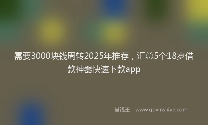 需要3000块钱周转2025年推荐，汇总5个18岁借款神器快速下款app