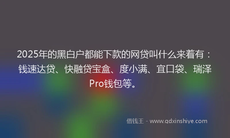 2025年的黑白户都能下款的网贷叫什么来着有：钱速达贷、快融贷宝盒、度小满、宜口袋、瑞泽Pro钱包等。