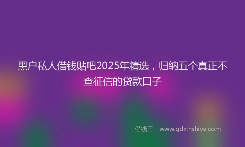 黑户私人借钱贴吧2025年精选,归纳五个真正不查征信的贷款口子