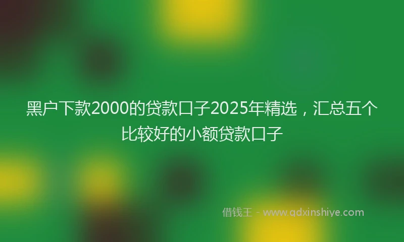 黑户下款2000的贷款口子2025年精选，汇总五个比较好的小额贷款口子