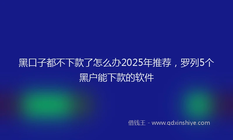 黑口子都不下款了怎么办2025年推荐，罗列5个黑户能下款的软件