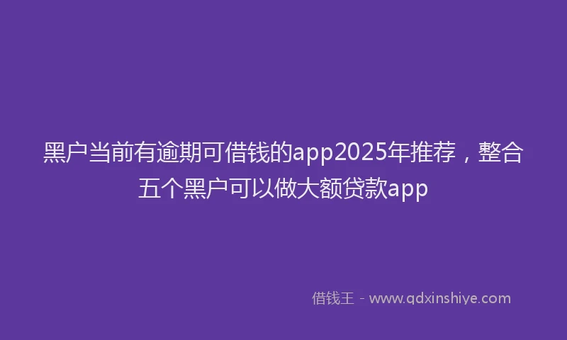 黑户当前有逾期可借钱的app2025年推荐，整合五个黑户可以做大额贷款app