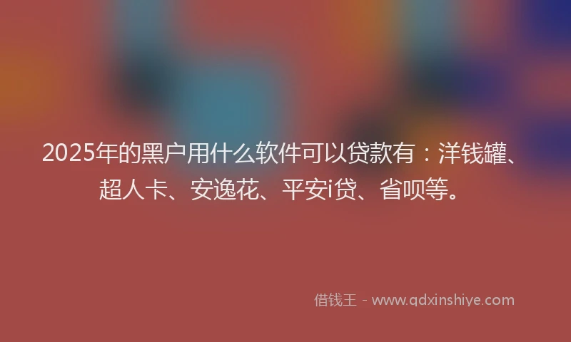 2025年的黑户用什么软件可以贷款有：洋钱罐、超人卡、安逸花、平安i贷、省呗等。
