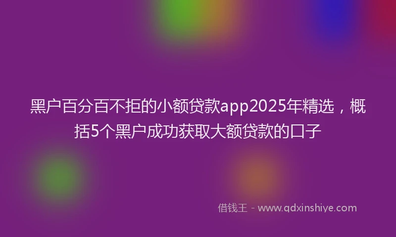 黑户百分百不拒的小额贷款app2025年精选,概括5个黑户成功获取大额贷款的口子