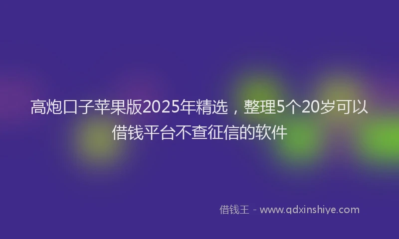 高炮口子苹果版2025年精选，整理5个20岁可以借钱平台不查征信的软件