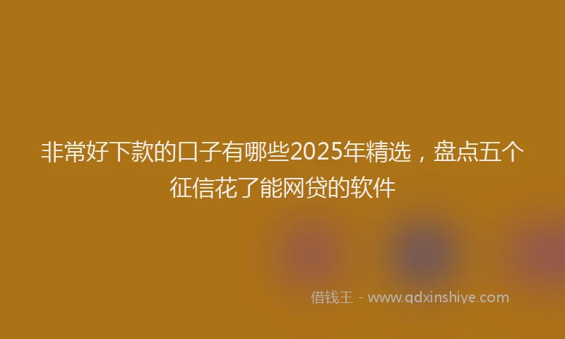 非常好下款的口子有哪些2025年精选，盘点五个征信花了能网贷的软件