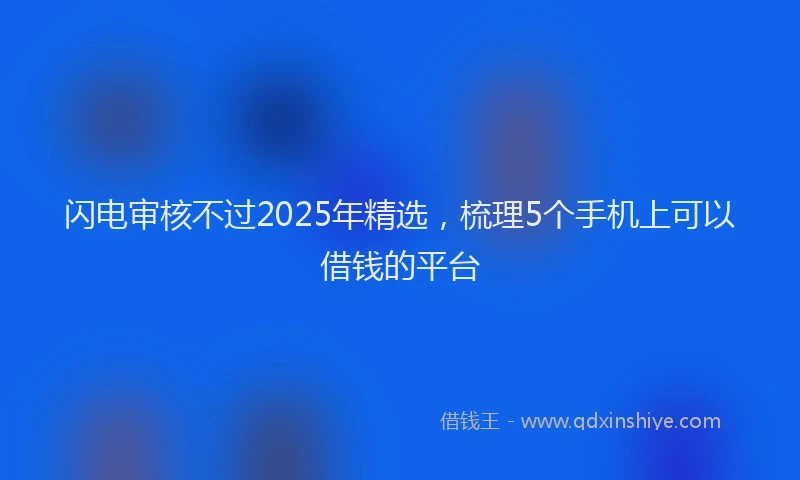 闪电审核不过2025年精选，梳理5个手机上可以借钱的平台