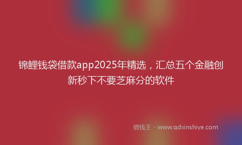 锦鲤钱袋借款app2025年精选，汇总五个金融创新秒下不要芝麻分的软件