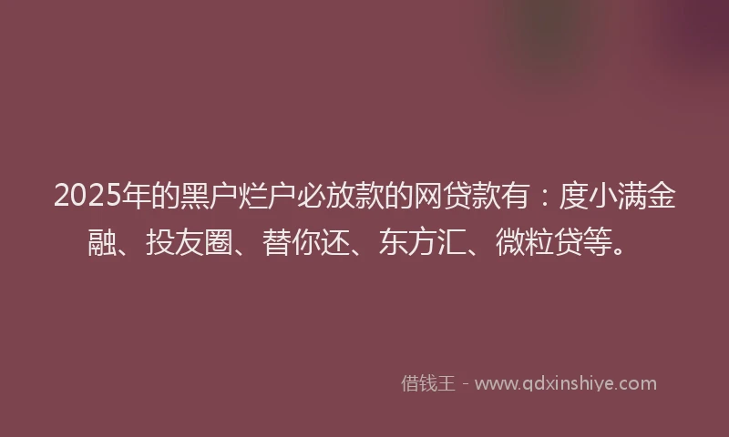 2025年的黑户烂户必放款的网贷款有：度小满金融、投友圈、替你还、东方汇、微粒贷等。