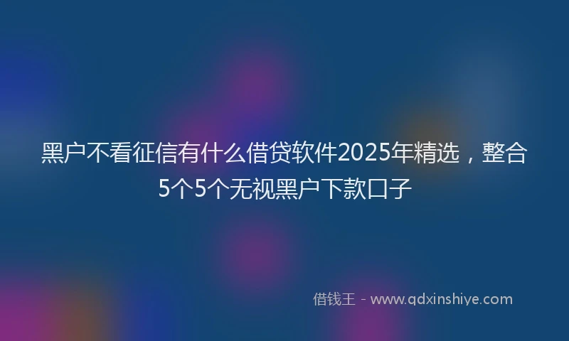 黑户不看征信有什么借贷软件2025年精选，整合5个5个无视黑户下款口子