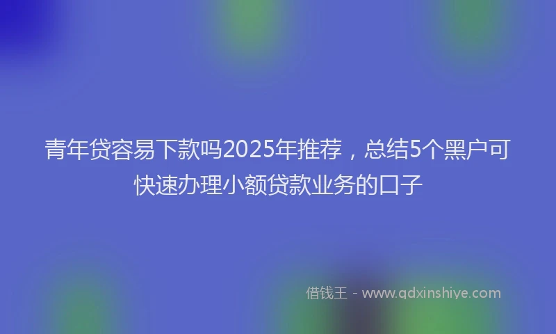 青年贷容易下款吗2025年推荐，总结5个黑户可快速办理小额贷款业务的口子
