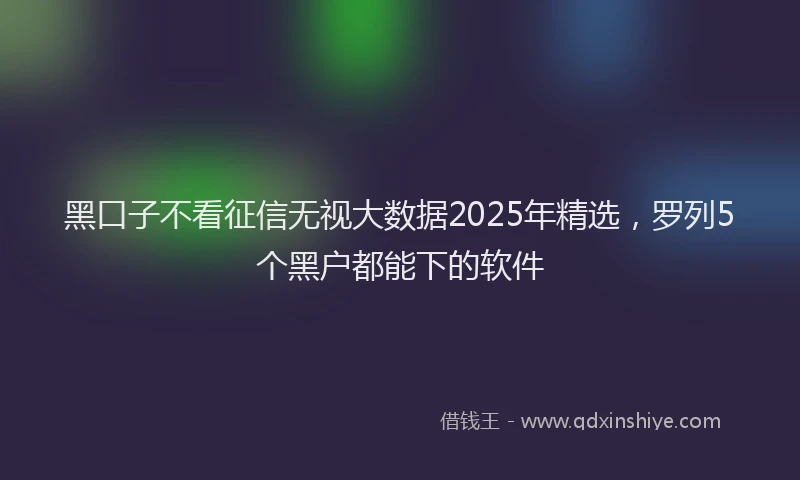 黑口子不看征信无视大数据2025年精选，罗列5个黑户都能下的软件