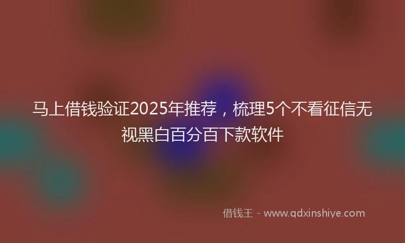 马上借钱验证2025年推荐，梳理5个不看征信无视黑白百分百下款软件