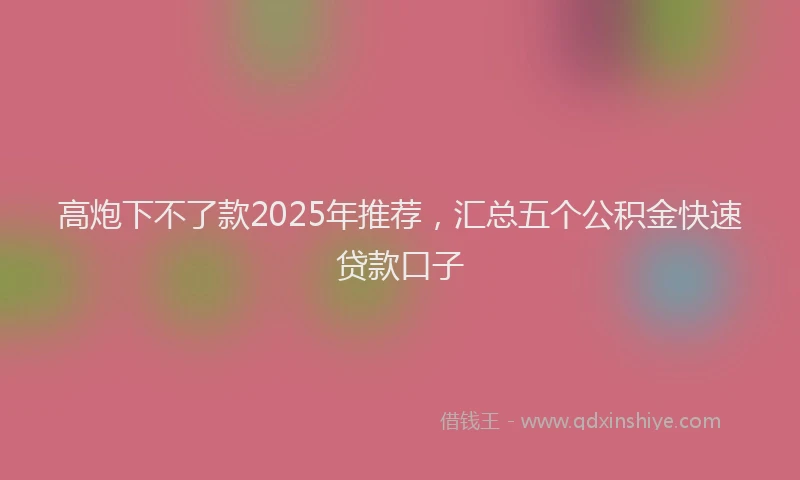 高炮下不了款2025年推荐，汇总五个公积金快速贷款口子