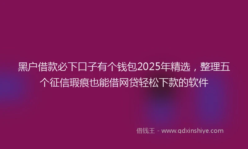 黑户借款必下口子有个钱包2025年精选，整理五个征信瑕疵也能借网贷轻松下款的软件