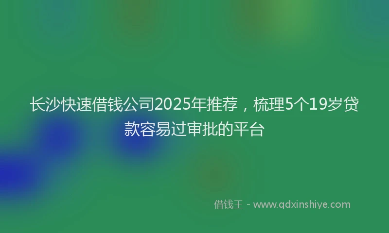 长沙快速借钱公司2025年推荐，梳理5个19岁贷款容易过审批的平台