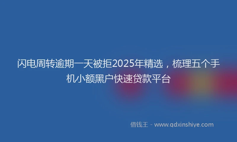 闪电周转逾期一天被拒2025年精选，梳理五个手机小额黑户快速贷款平台