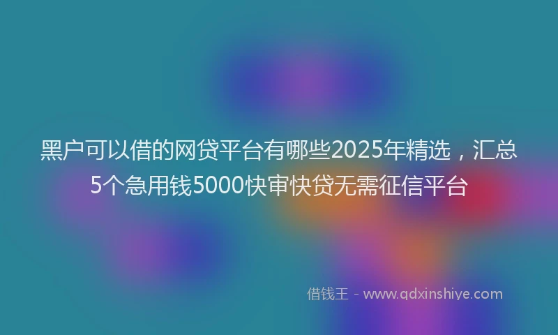 黑户可以借的网贷平台有哪些2025年精选，汇总5个急用钱5000快审快贷无需征信平台