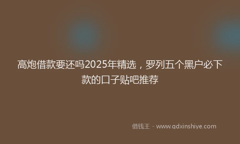 高炮借款要还吗2025年精选，罗列五个黑户必下款的口子贴吧推荐