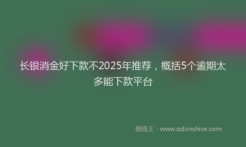 长银消金好下款不2025年推荐，概括5个逾期太多能下款平台