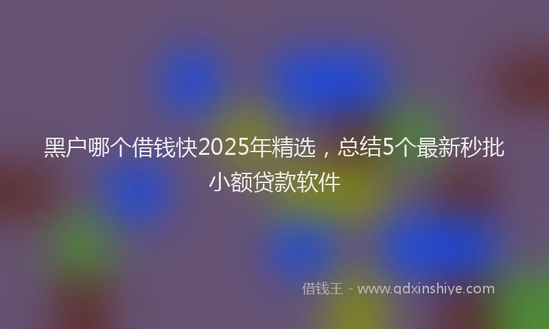 黑户哪个借钱快2025年精选，总结5个最新秒批小额贷款软件