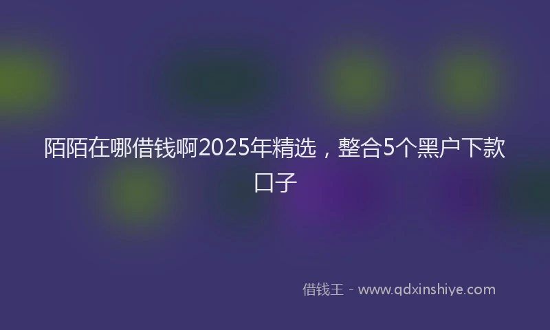 陌陌在哪借钱啊2025年精选，整合5个黑户下款口子