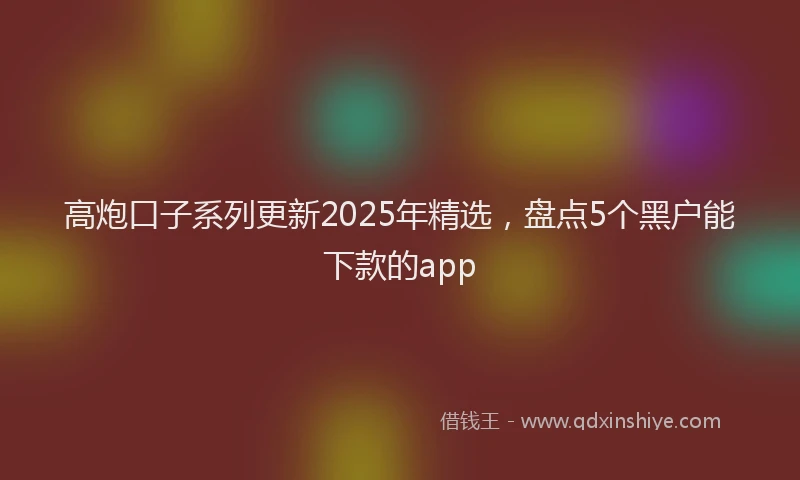 高炮口子系列更新2025年精选，盘点5个黑户能下款的app