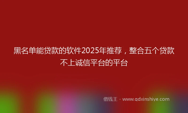 黑名单能贷款的软件2025年推荐，整合五个贷款不上诚信平台的平台