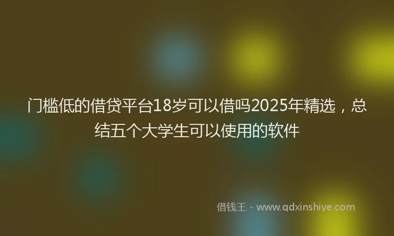 门槛低的借贷平台18岁可以借吗2025年精选，总结五个大学生可以使用的软件