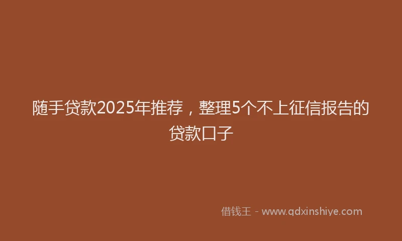 随手贷款2025年推荐，整理5个不上征信报告的贷款口子