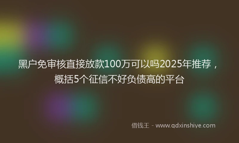 黑户免审核直接放款100万可以吗2025年推荐，概括5个征信不好负债高的平台