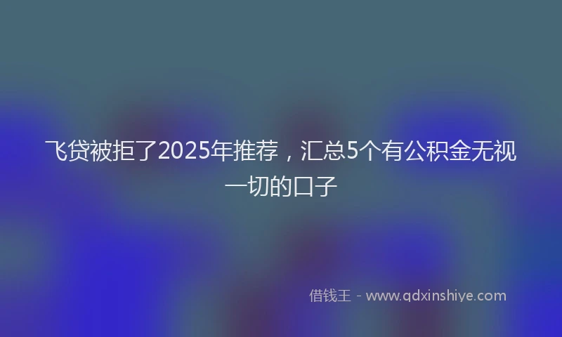 飞贷被拒了2025年推荐，汇总5个有公积金无视一切的口子