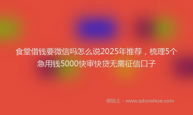 食堂借钱要微信吗怎么说2025年推荐，梳理5个急用钱5000快审快贷无需征信口子
