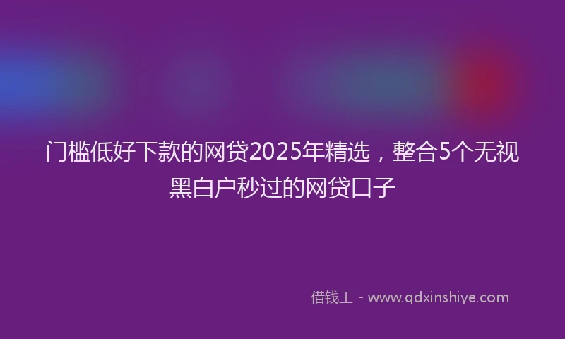 门槛低好下款的网贷2025年精选，整合5个无视黑白户秒过的网贷口子