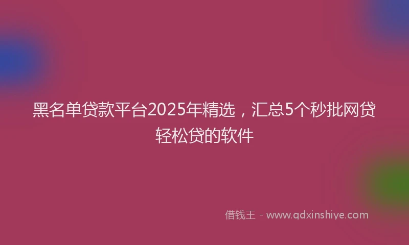 黑名单贷款平台2025年精选，汇总5个秒批网贷轻松贷的软件