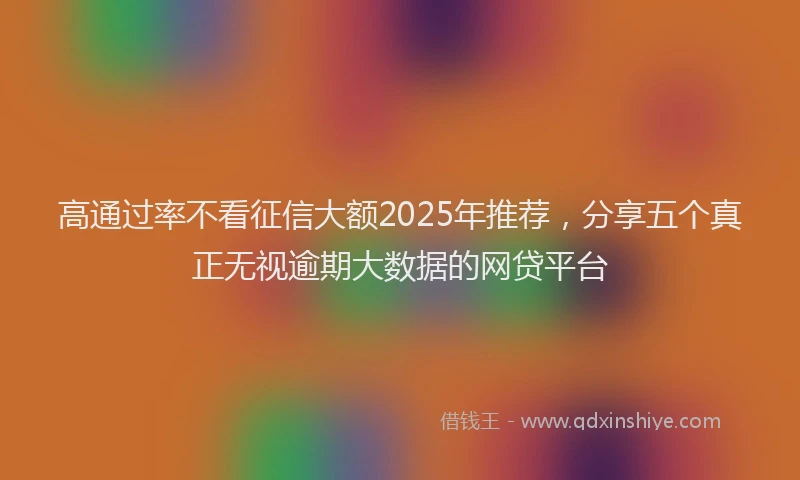 高通过率不看征信大额2025年推荐，分享五个真正无视逾期大数据的网贷平台