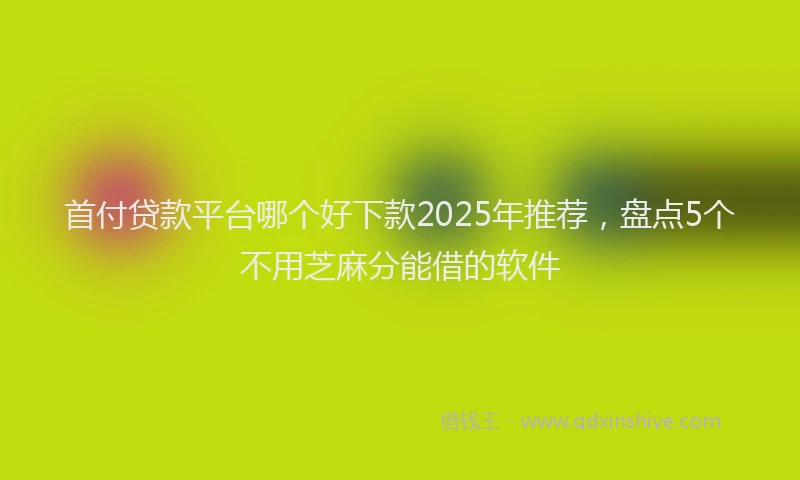 首付贷款平台哪个好下款2025年推荐，盘点5个不用芝麻分能借的软件