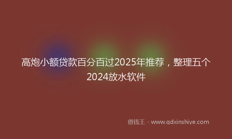 高炮小额贷款百分百过2025年推荐，整理五个2024放水软件