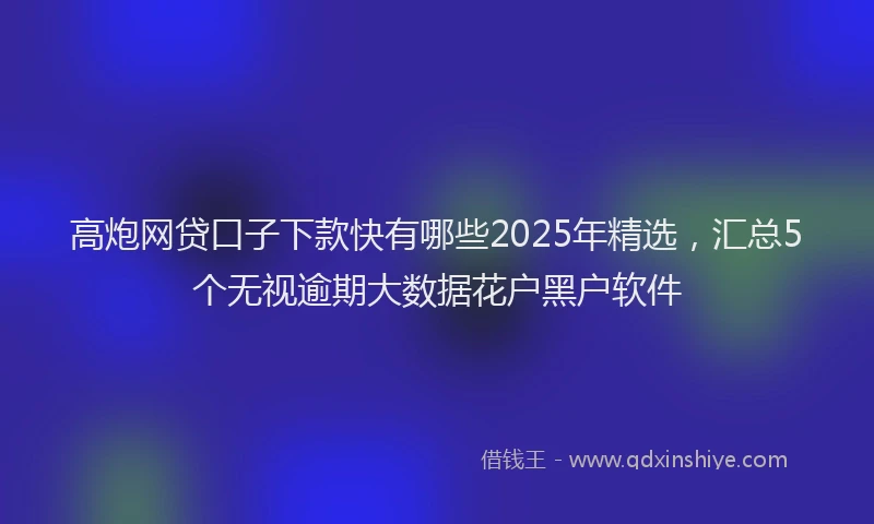 高炮网贷口子下款快有哪些2025年精选，汇总5个无视逾期大数据花户黑户软件
