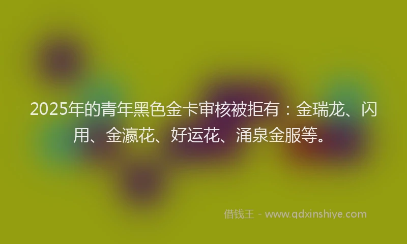 2025年的青年黑色金卡审核被拒有：金瑞龙、闪用、金瀛花、好运花、涌泉金服等。