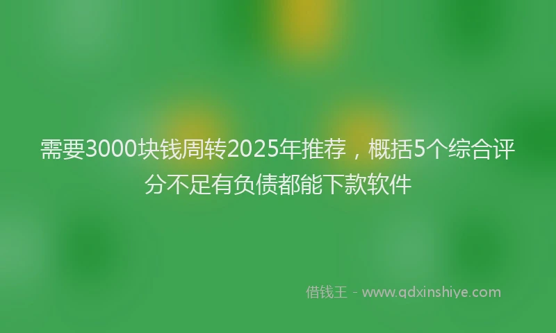 需要3000块钱周转2025年推荐，概括5个综合评分不足有负债都能下款软件