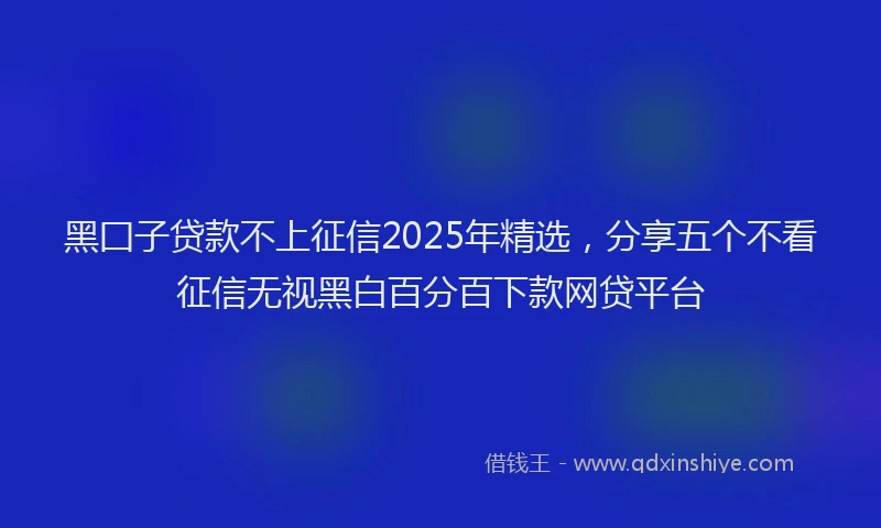 黑囗子贷款不上征信2025年精选，分享五个不看征信无视黑白百分百下款网贷平台
