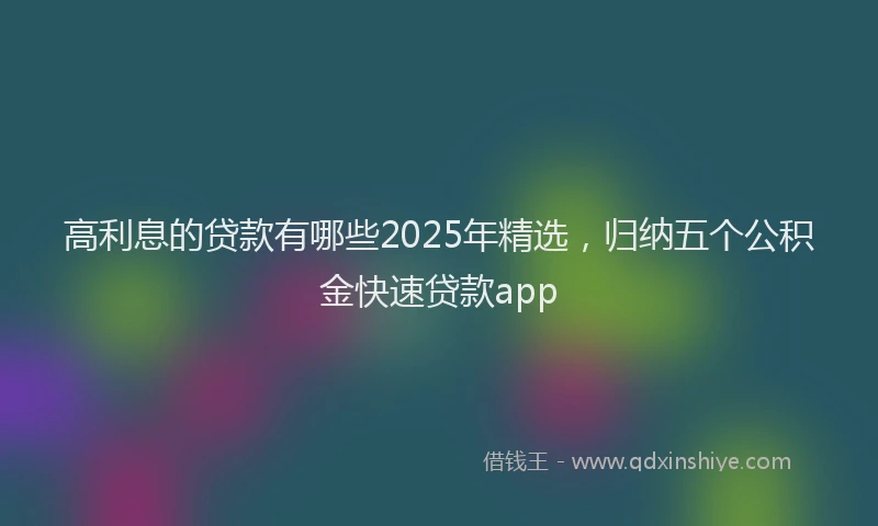 高利息的贷款有哪些2025年精选，归纳五个公积金快速贷款app