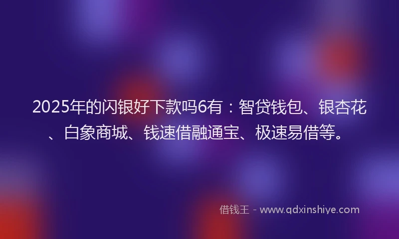 2025年的闪银好下款吗6有：智贷钱包、银杏花、白象商城、钱速借融通宝、极速易借等。