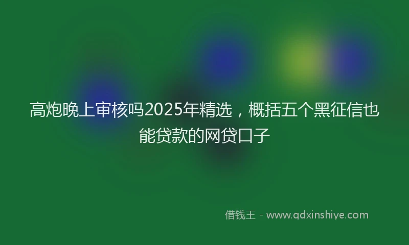 高炮晚上审核吗2025年精选，概括五个黑征信也能贷款的网贷口子