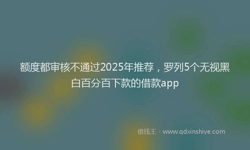额度都审核不通过2025年推荐，罗列5个无视黑白百分百下款的借款app