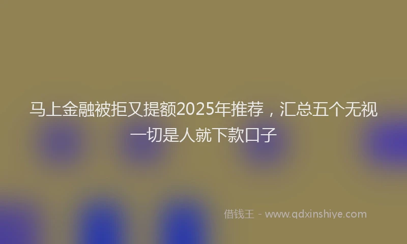 马上金融被拒又提额2025年推荐，汇总五个无视一切是人就下款口子